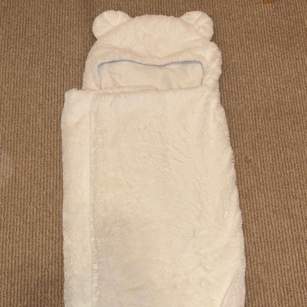 Cozy White Bear Hooded Blanket